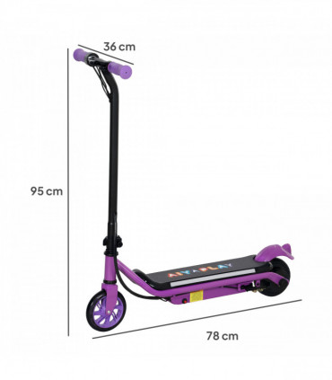 AIYAPLAY Electric Scooter for 6-14 w/Dual Brakes & Colourful Light, Purple