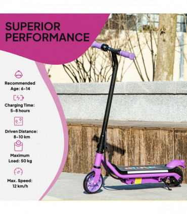 AIYAPLAY Electric Scooter for 6-14 w/Dual Brakes & Colourful Light, Purple
