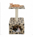 Cat Tree with Sisal Scratching Post 55 cm Beige Paw Print