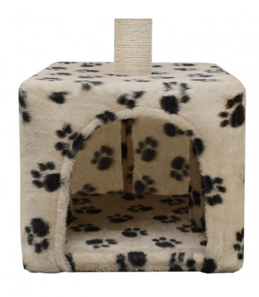 Cat Tree with Sisal Scratching Post 55 cm Beige Paw Print