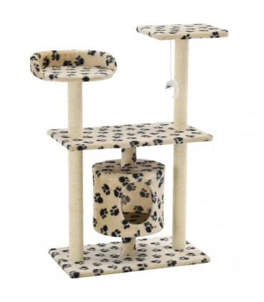Cat Tree with Sisal Scratching Posts 95 cm Beige Paw Prints