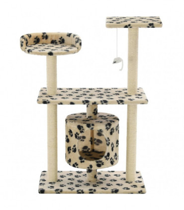 Cat Tree with Sisal Scratching Posts 95 cm Beige Paw Prints