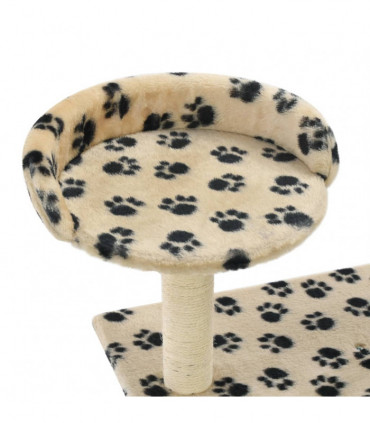 Cat Tree with Sisal Scratching Posts 95 cm Beige Paw Prints