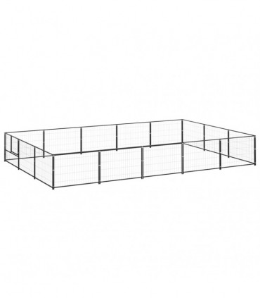 Dog Kennel Black 15 m² Steel