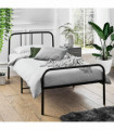Extra Strong Single Metal Bed Frame with Rounded Head and Foot Board In Black - Improved