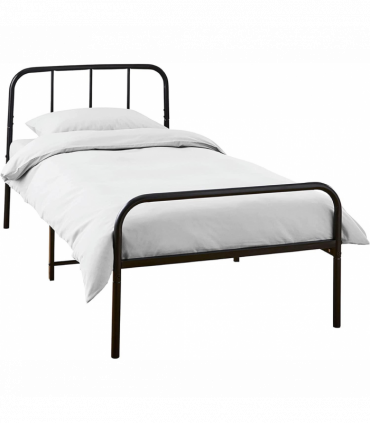 Extra Strong Single Metal Bed Frame with Rounded Head and Foot Board In Black - Improved