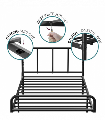 Extra Strong Single Metal Bed Frame with Rounded Head and Foot Board In Black - Improved