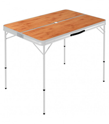 Folding Camping Table with 2 Benches Aluminium Brown