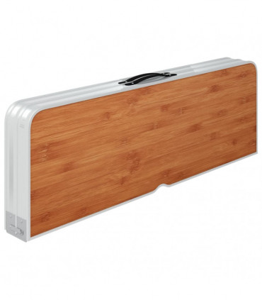 Folding Camping Table with 2 Benches Aluminium Brown