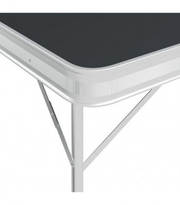 Folding Camping Table with 2 Benches Aluminium Grey