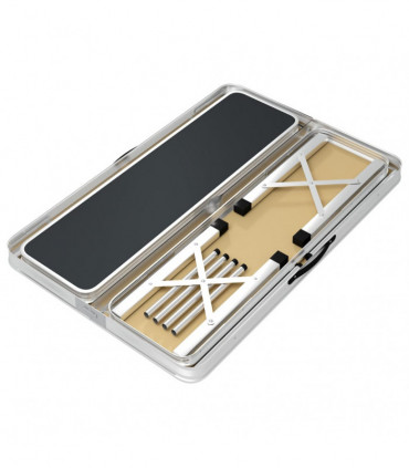 Folding Camping Table with 2 Benches Aluminium Grey