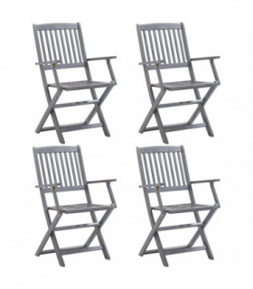 vidaXL Folding Outdoor Chairs 4 pcs Solid Acacia Wood
