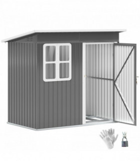 Galvanised Steel Garden Shed - Large Window & Ventilation - 2.55m² Storage