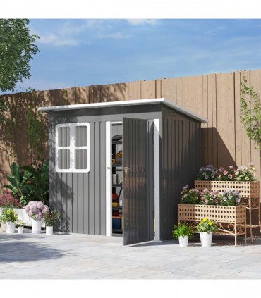 Galvanised Steel Garden Shed - Large Window & Ventilation - 2.55m² Storage