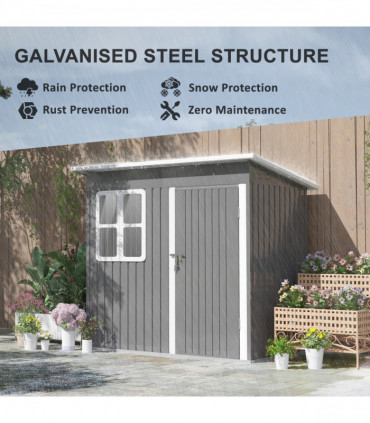 Galvanised Steel Garden Shed - Large Window & Ventilation - 2.55m² Storage
