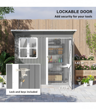 Galvanised Steel Garden Shed - Large Window & Ventilation - 2.55m² Storage
