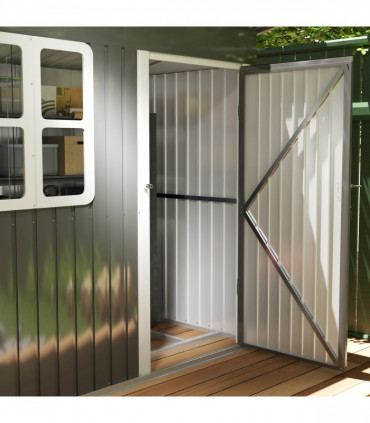 Galvanised Steel Garden Shed - Large Window & Ventilation - 2.55m² Storage