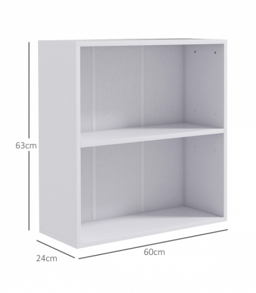 HOMCOM Bookshelf Display Storage Shelf with 2 Compartments for Study White