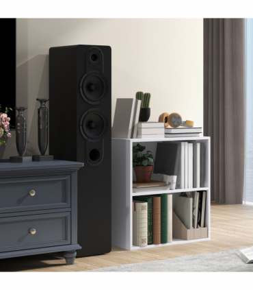 HOMCOM Bookshelf Display Storage Shelf with 2 Compartments for Study White