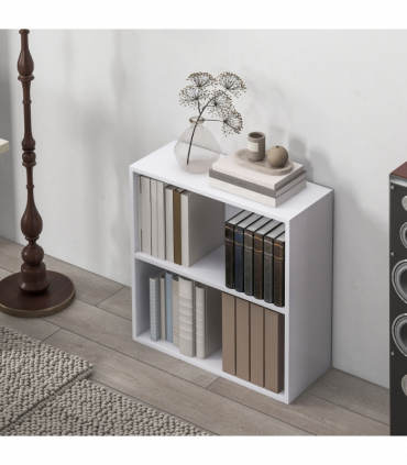 HOMCOM Bookshelf Display Storage Shelf with 2 Compartments for Study White