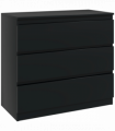 HOMCOM Chest of Drawers, 3 Drawer Storage Cabinet Unit for Bedroom, Black