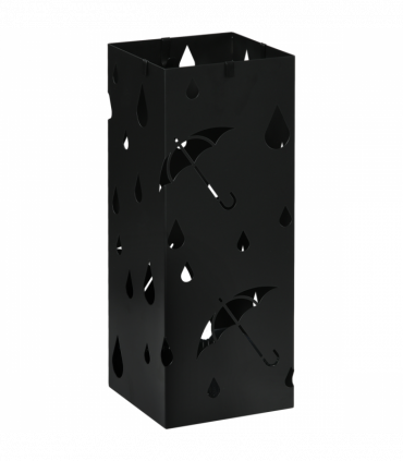 HOMCOM Metal Umbrella Stand, Square Umbrella Basket with 4 Hooks and Drip Tray