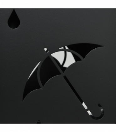 HOMCOM Metal Umbrella Stand, Square Umbrella Basket with 4 Hooks and Drip Tray