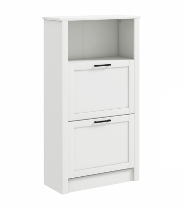 HOMCOM Modern Shoe Cabinet with 2 Flip Drawers and Adjustable Shelves, White
