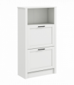 HOMCOM Modern Shoe Cabinet with 2 Flip Drawers and Adjustable Shelves, White