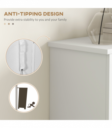 HOMCOM Modern Shoe Cabinet with 2 Flip Drawers and Adjustable Shelves, White