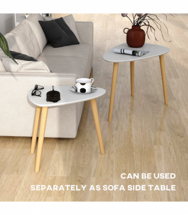 HOMCOM Side Table Set of 2, Modern End Coffee Bedside Tables Grey Natural