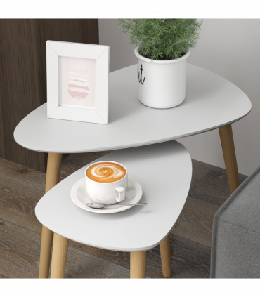 HOMCOM Side Table Set of 2, Modern End Coffee Bedside Tables Grey Natural