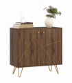 HOMCOM Sideboard Storage Cabinet with Luxurious Steel Lines Steel Legs Brown