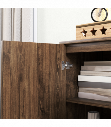 HOMCOM Sideboard Storage Cabinet with Luxurious Steel Lines Steel Legs Brown