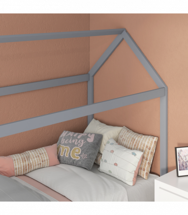 HOMCOM Wooden Single Bed Frame with Tree House Style, Grey