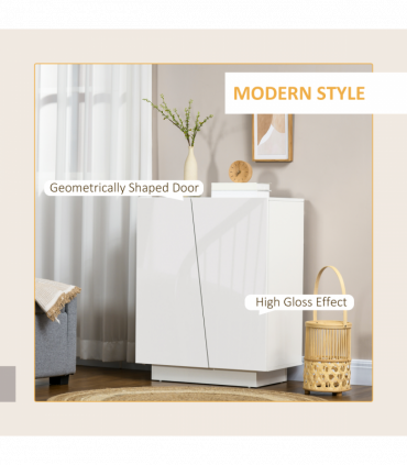 High Gloss Storage Cabinet for Bedroom Living Room Dining Room White