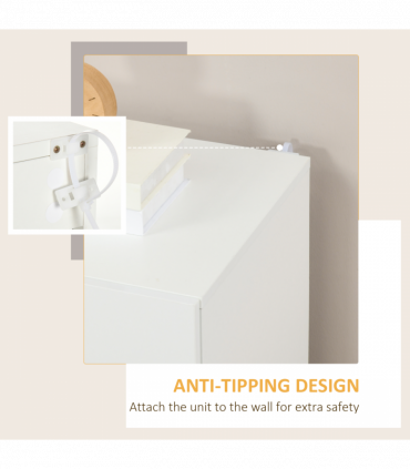 High Gloss Storage Cabinet for Bedroom Living Room Dining Room White