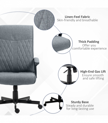 High-Back Home Office Chair with Adjustable Height and Swivel Wheels Vinsetto