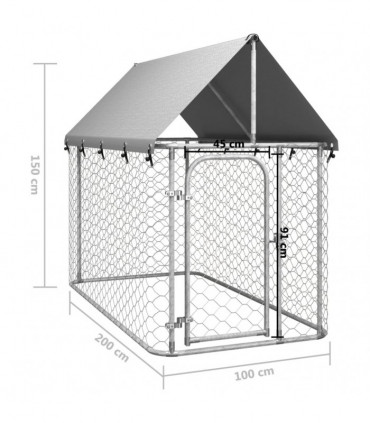 Outdoor Dog Kennel with Roof 200x100x150 cm