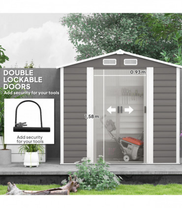 Outsunny 7 x 4ft Upgraded Metal Shed with Lock, Easy to Assemble, Light Grey