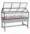 Outsunny Raised Garden Bed with Polycarbonate Panel and Top Vent for Vegetables