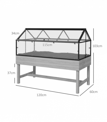 Outsunny Raised Garden Bed with Polycarbonate Panel and Top Vent for Vegetables