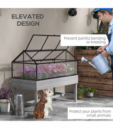 Outsunny Raised Garden Bed with Polycarbonate Panel and Top Vent for Vegetables