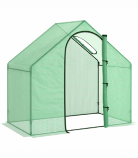 Outsunny Walk-In Portable Greenhouse Mini Grown House Steel Frame Window Green