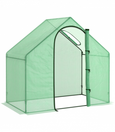 Outsunny Walk-In Portable Greenhouse Mini Grown House Steel Frame Window Green
