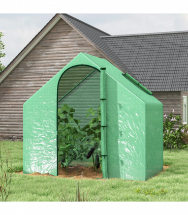 Outsunny Walk-In Portable Greenhouse Mini Grown House Steel Frame Window Green