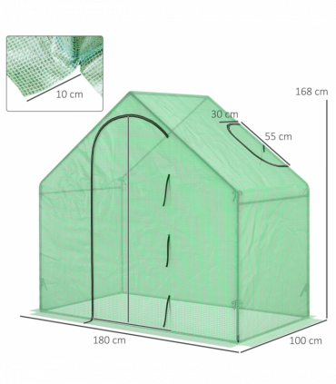 Outsunny Walk-In Portable Greenhouse Mini Grown House Steel Frame Window Green