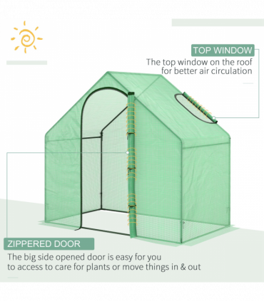 Outsunny Walk-In Portable Greenhouse Mini Grown House Steel Frame Window Green