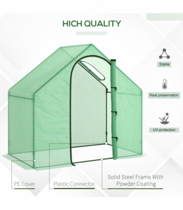 Outsunny Walk-In Portable Greenhouse Mini Grown House Steel Frame Window Green
