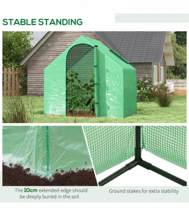 Outsunny Walk-In Portable Greenhouse Mini Grown House Steel Frame Window Green